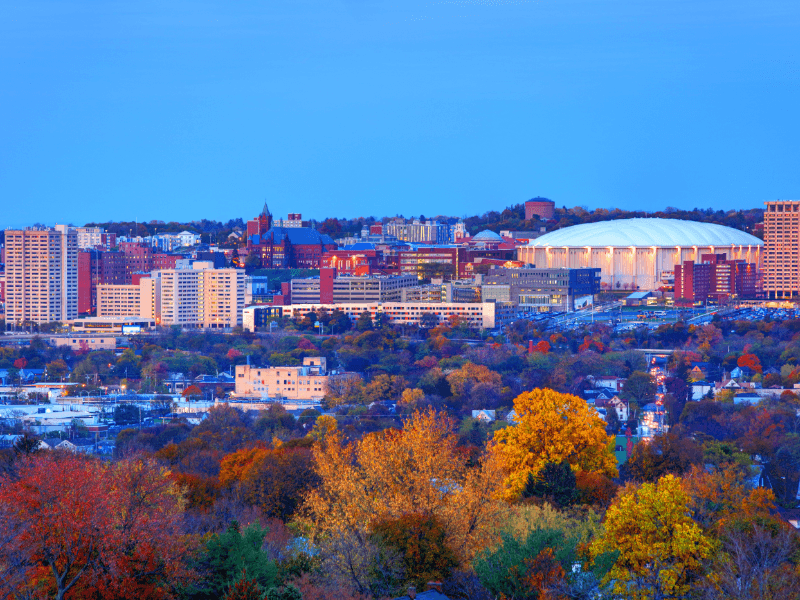 Syracuse skyline in the fall